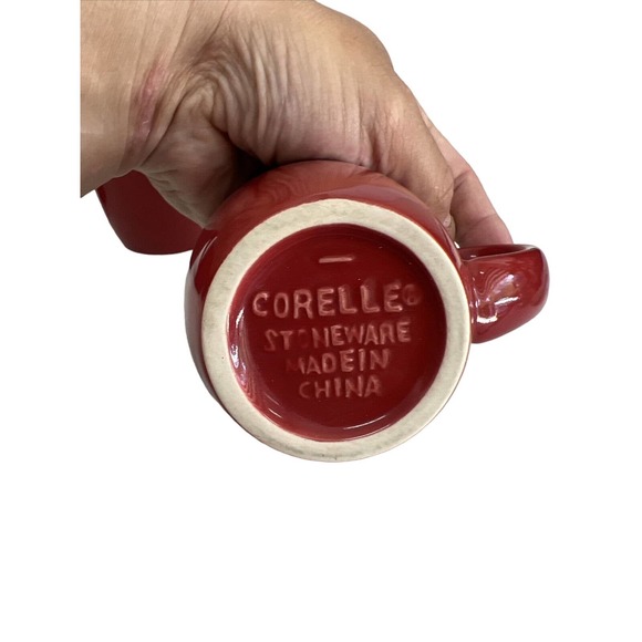 CORELLE COORDINATES BURGUNDY SET OF 4 STONEWARE MUGS - Picture 8 of 9